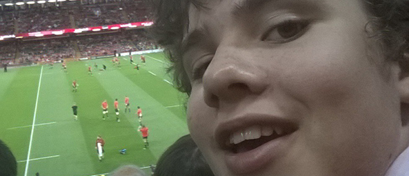 Image showing Thomas, a rugby fan who has won his story on a seat at the stadium