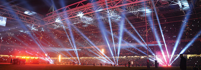 Principality Stadium pitch lit up at night
