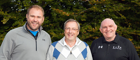 Graeme Yorston with Scott Quinnell and Ken Cowen at Principality Golf Day