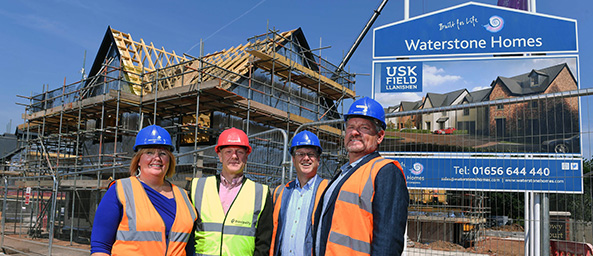 Principality Commercial pose with Waterstone Homes team at Usk Field