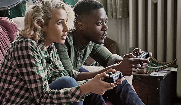 Couple playing a video game