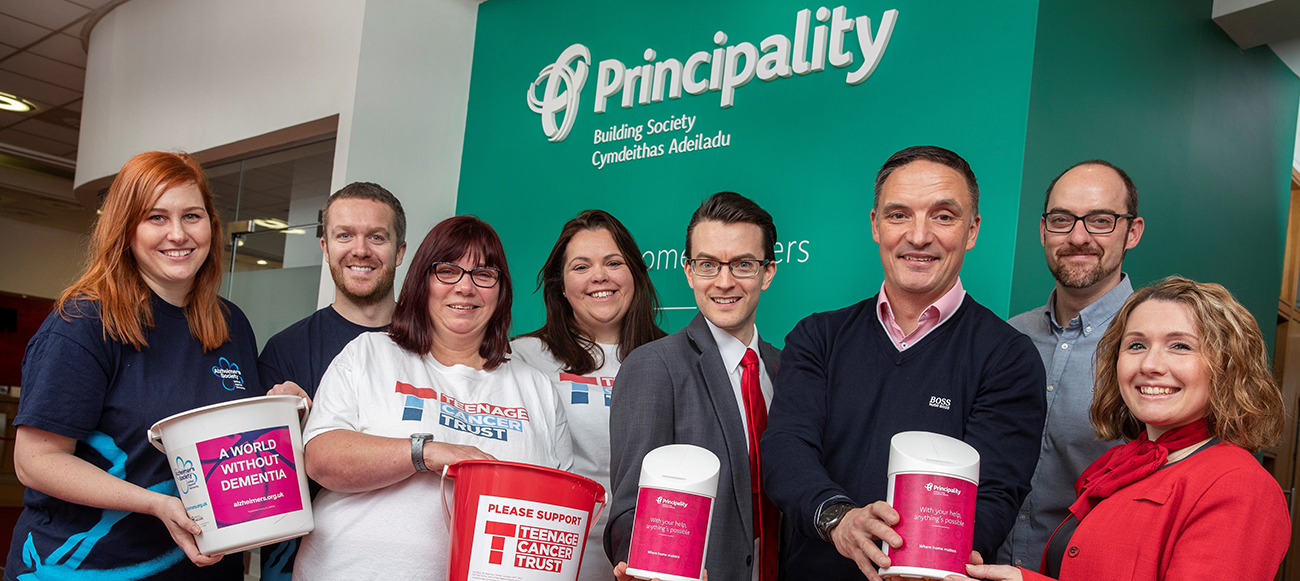 Colleagues from Principality, Teenage Cancer Trust and Alzheimer's Society Cymru delighted to announce partnership.